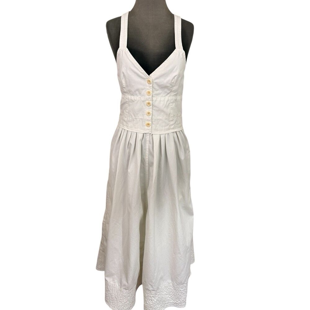 Proenza Schouler White Label Midi Dress Sz 4 Fit Flare Pockets Sleeveless Straps